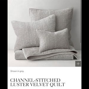 Restoration hardware velvet quilt w/one sham NEW